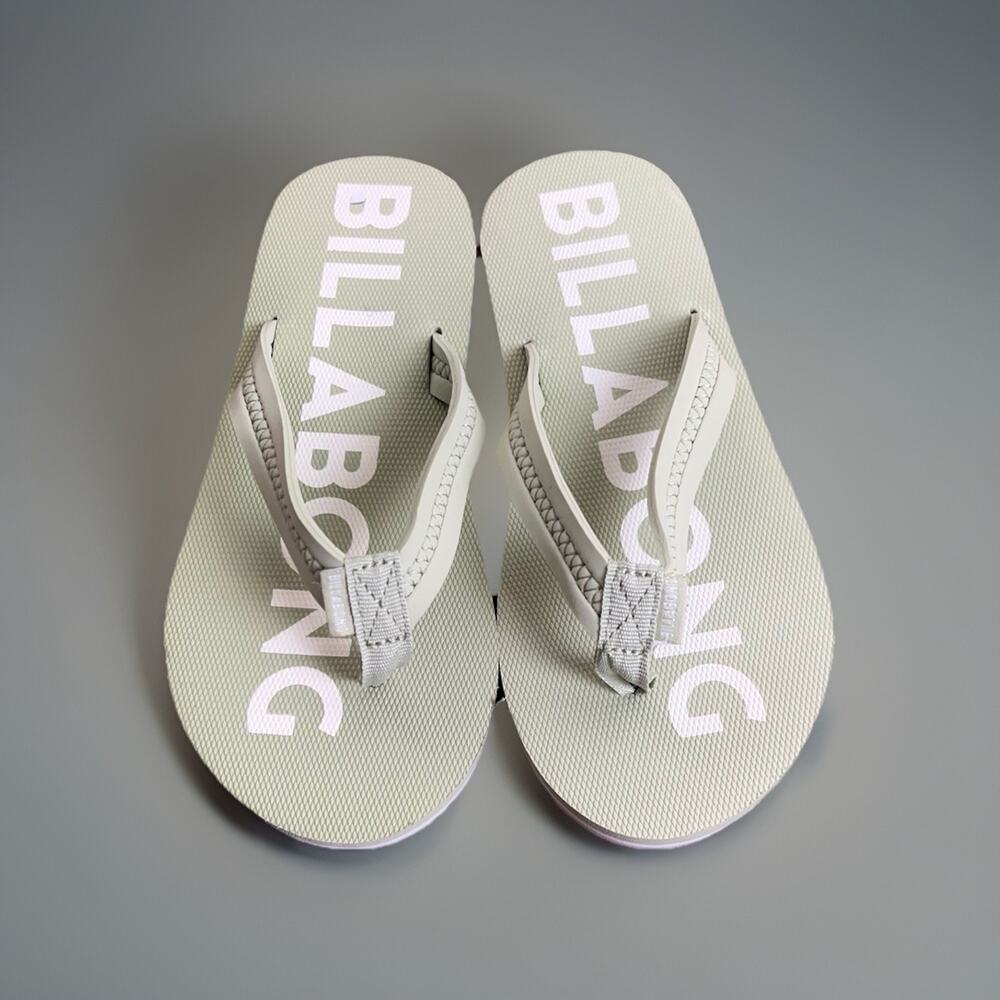 Billabong Flip Flops US 5 Green Logo Thong Sandals Casual Beach